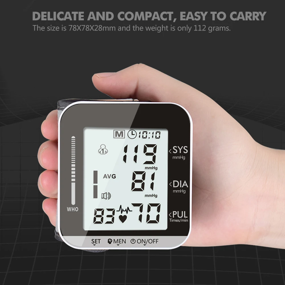 

BP Sphygmomanometer big Wrist Blood Pressure Monitor meter Pulse Rate Heart Beat Monitor Device Equipment Tonometer machine