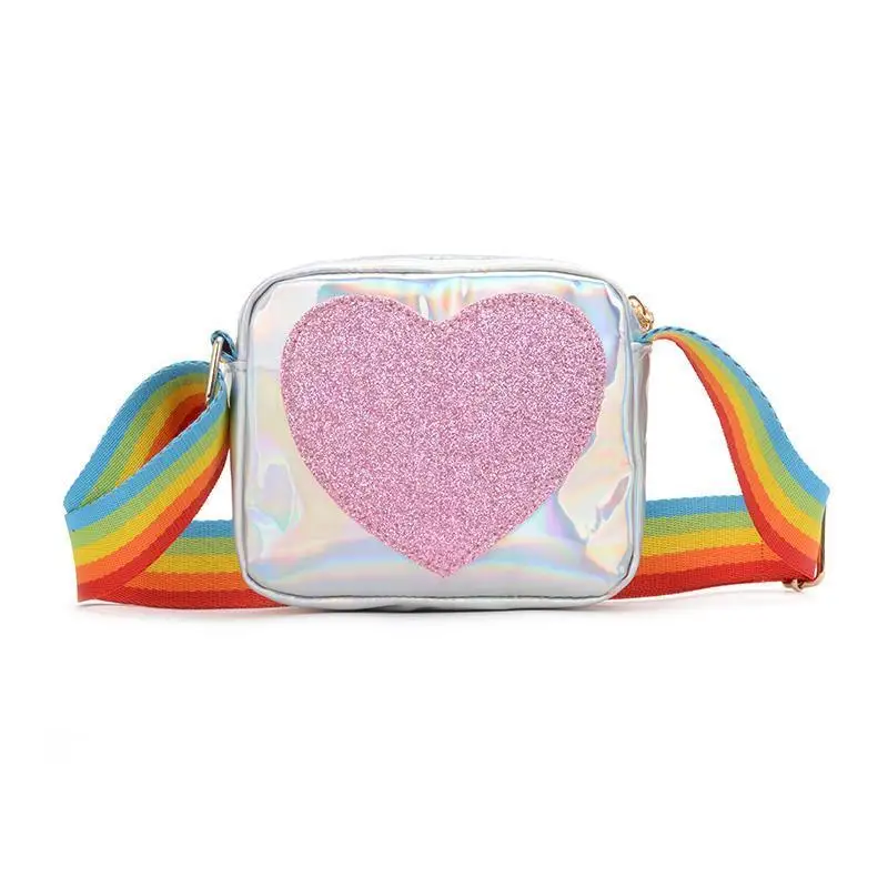 

Rainbow Love Little Girls Mini Coin Purse Lovely Children's Small Square Shoulder Bags PU Leather Baby Boys Kids Crossbody Bag