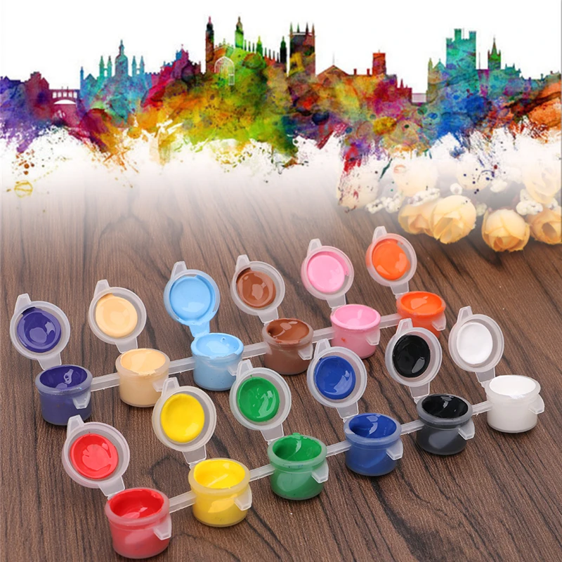 

12 Colors 2 Paint Brushes Paints Set Oil Painting Watercolor Hand Wall Painting