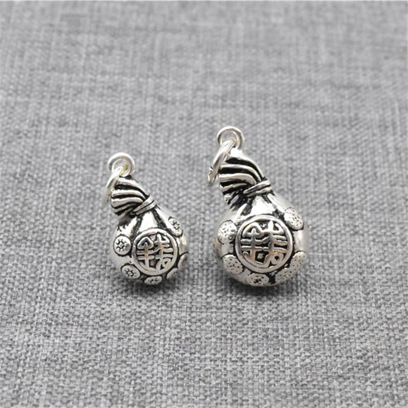 

2pcs of 925 Sterling Silver Money Bag Charms with Coins for Bracelet Necklace
