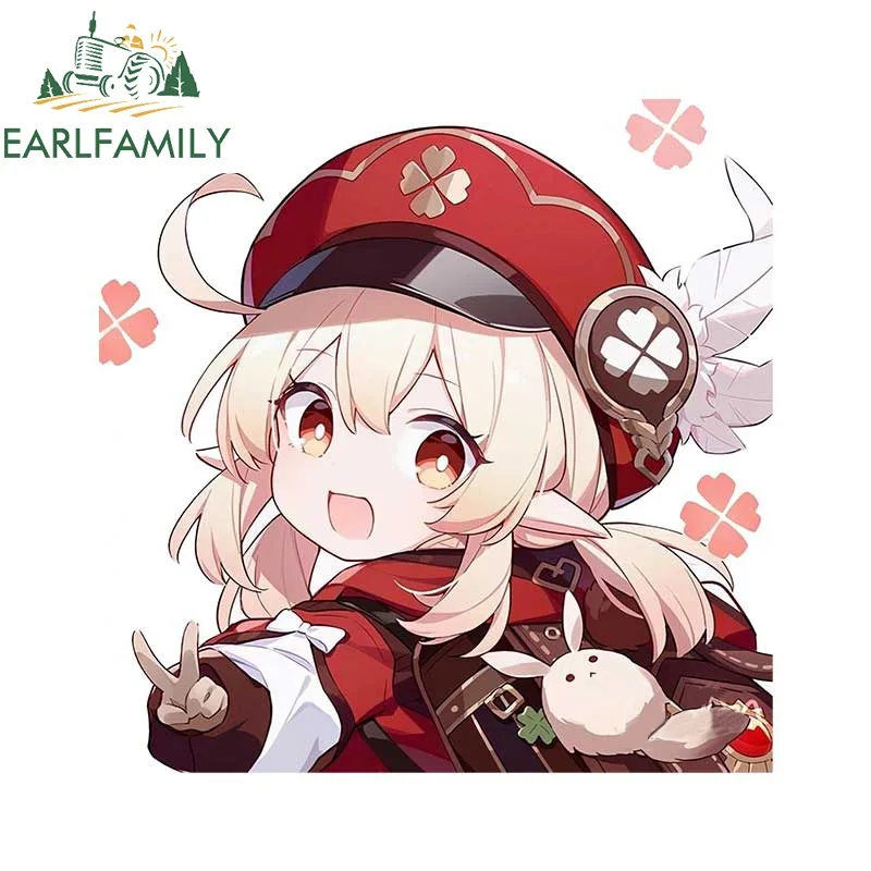 

EARLFAMILY 13 см x 13 см для Genshin искусственное воздействие, наклейки на лобовое стекло бампера, автомобильные наклейки с прикусом и царапинами