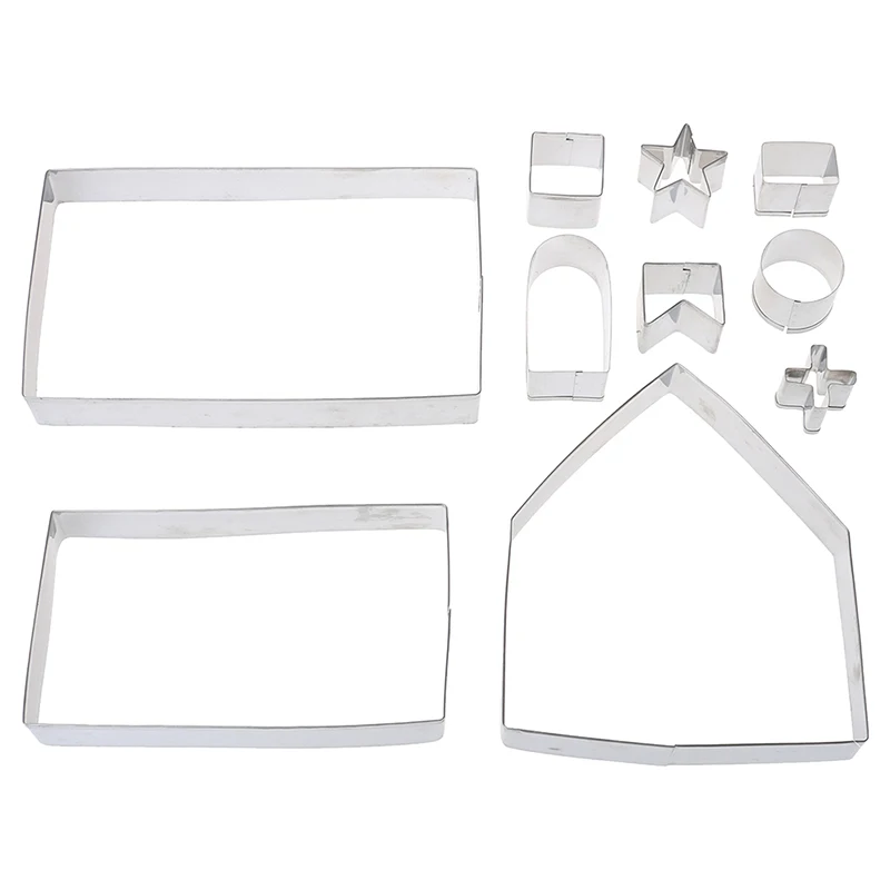 10 шт. нержавеющая сталь 3D пряничный домик Рождественский сценарий набор резаков