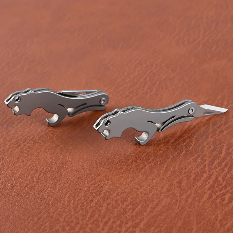 Леопардовый складной нож из чистого титанового сплава мини карманные складные