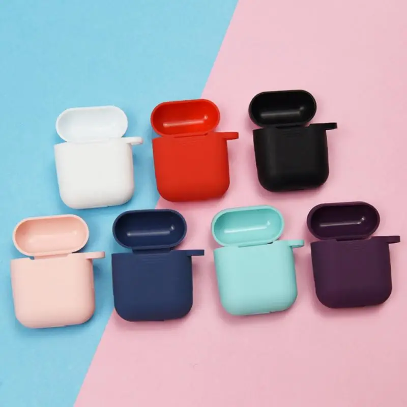 Силиконовый чехол для Airpods 1 2 8 цветов защитный наушников Bluetooth беспроводной