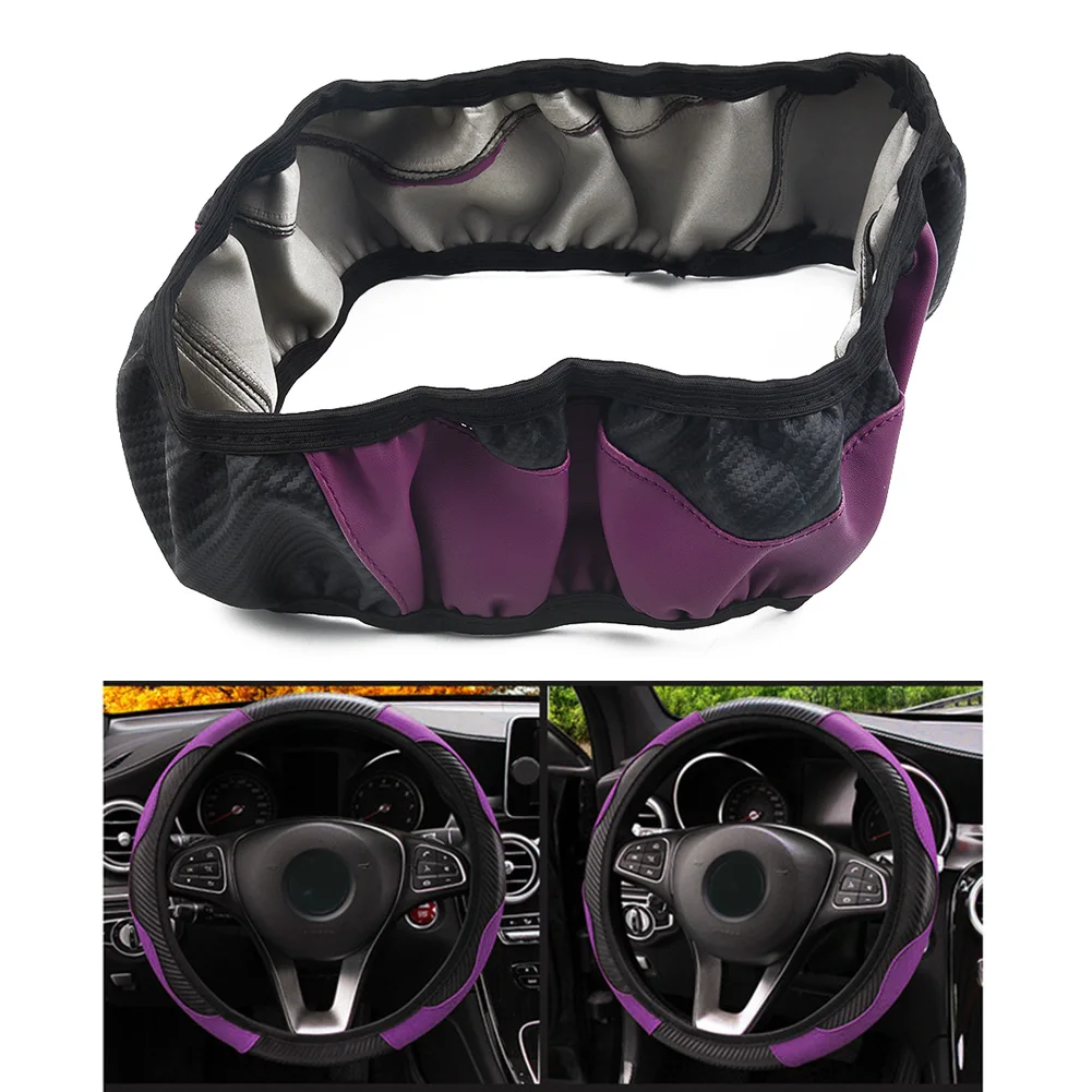 

Carbon Fiber Leather Steering Wheel Cover Replacement Practical Durable