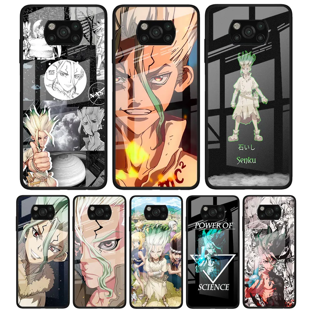 

Senku Ishigami for Xiaomi Poco X3 NFC F3 M2 F3 F2 X2 X3 Pro Redmi Note 8 9 10 Pro 8T 9T 9S Tempered Glass Phone Case Coque