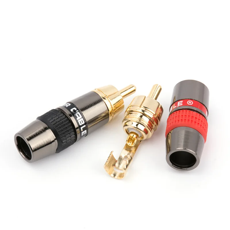 4 шт. RCA штекер Женский позолоченный разъем адаптер Поддержка 8 мм кабель аудио для