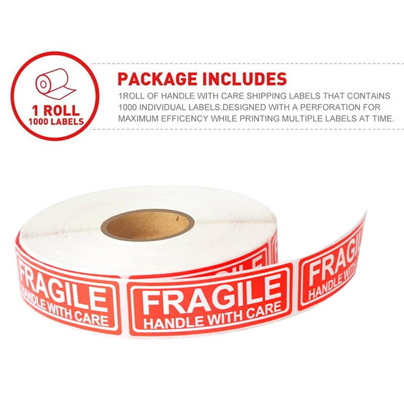

500pcs/roll Fragile Stickers 2.5*7.6cm Fragile or Bend Handle with Care Warning Packing Thank You Shipping Labels Stickers