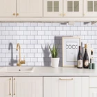 Наклейки 3D в виде белой кирпичной плитки, Антивозрастные блестящие самоклеящиеся обои для кухни, дома, ванной комнаты