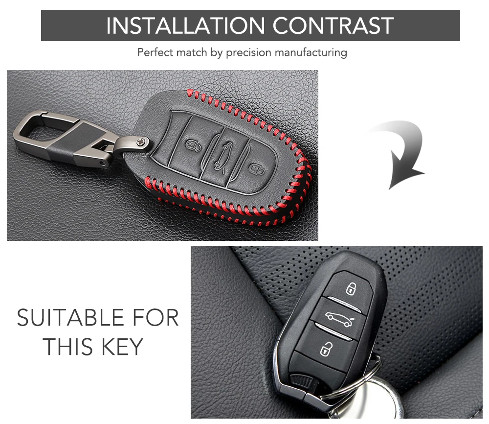 Кожаный чехол для автомобильных ключей Peugeot RCZ 206 207 208 306 307 308 408 508 2008 3008 4008 5008 Citroen C4