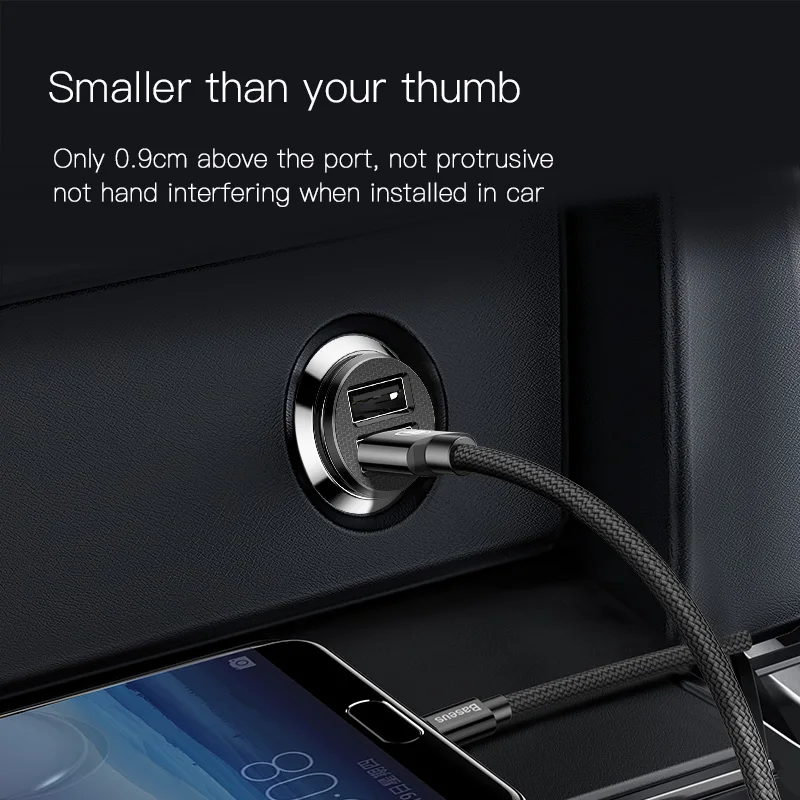 Baseus Mini Dual USB Автомобильное зарядное устройство 5 в 3 1 а Быстрая зарядка 2 порта