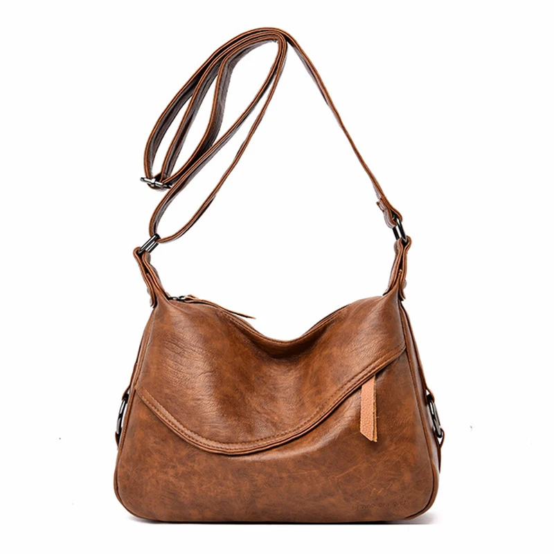 

2022 Vintage Ladies Messenger Bag High Quality Soft Leather Shoulder Bag Multi Pocket Handbag Designer Fashion Mom Shoulder Bag