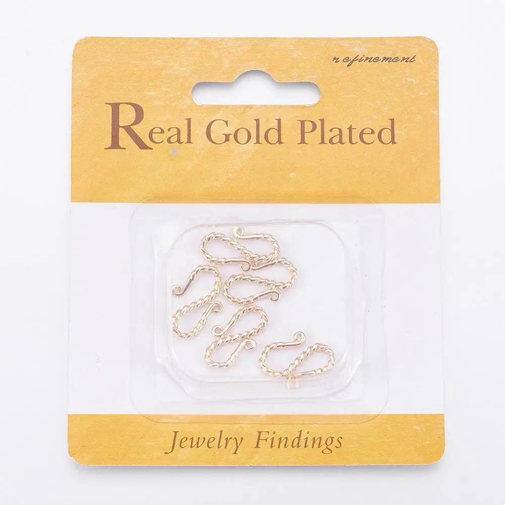 

5pcs Real Gold Plated Brass S-Hook Clasps For Jewelry Making DIY Necklace Pendants Clasp,19x11.5x2mm