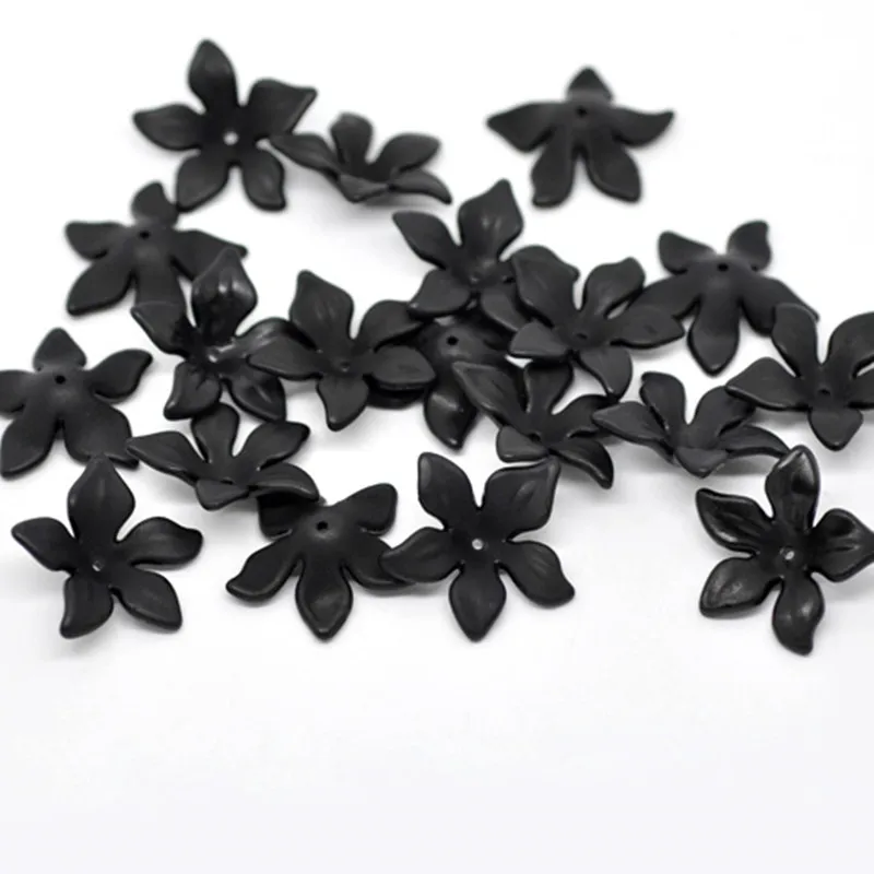 Модные Матовые акриловые бусины 8 сезонов прозрачные черные в виде цветка лилии