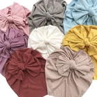 Шапка с бантом, индийская, вязаная в рубчик, тюрбан из хлопка, однотонная, для малышей 1-6 лет