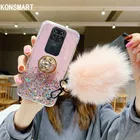 Чехол KONSMART для Redmi Note 9, блестящий роскошный силиконовый чехол со звездой для телефона Xiaomi Redmi Note9, прозрачный мягкий чехол с кольцом на палец и ремешком