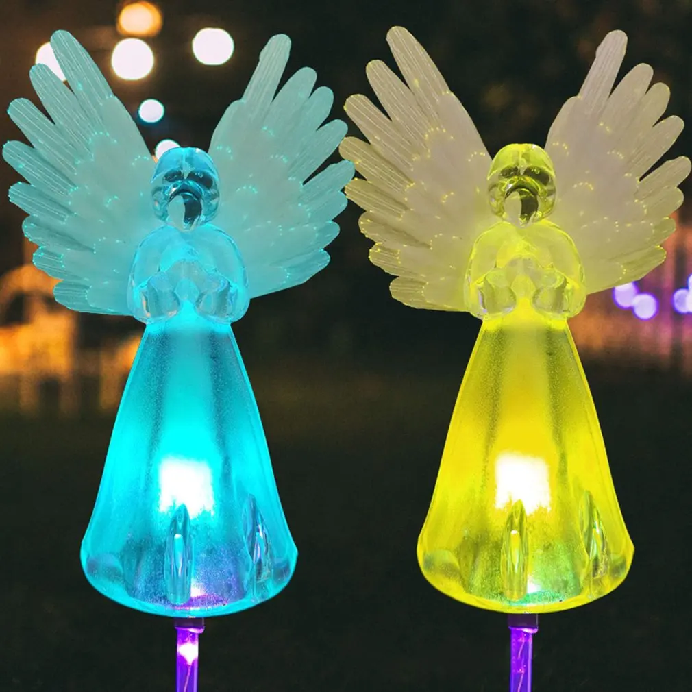 

2 Pcs Angel Solar Powered Lights Angel Landscape Path Lights Outdoor Stake Lights Eternal Light Decorations