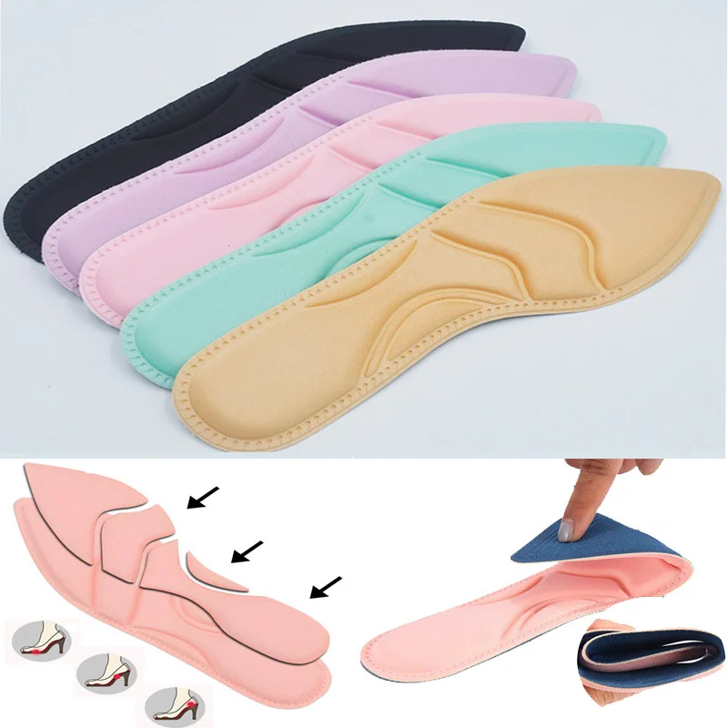 

1 pair 5D sponge pointed high-heel insolescan relieve flat feet pain massage arch support insolesadjustable heel protection pads