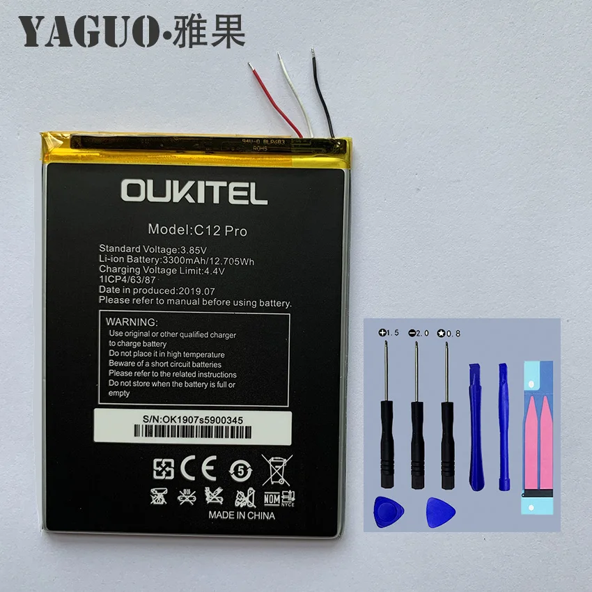 

100% Original Oukitel C12 Pro Battery High Capacity 3300mAh Battery Backup Replacement for Oukitel C12Pro Smart Phone+ Tool Kits
