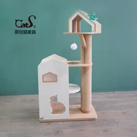 cat furniture big castle color blocking wooden cat climbing frame cat house sisal bite resistant scratching post