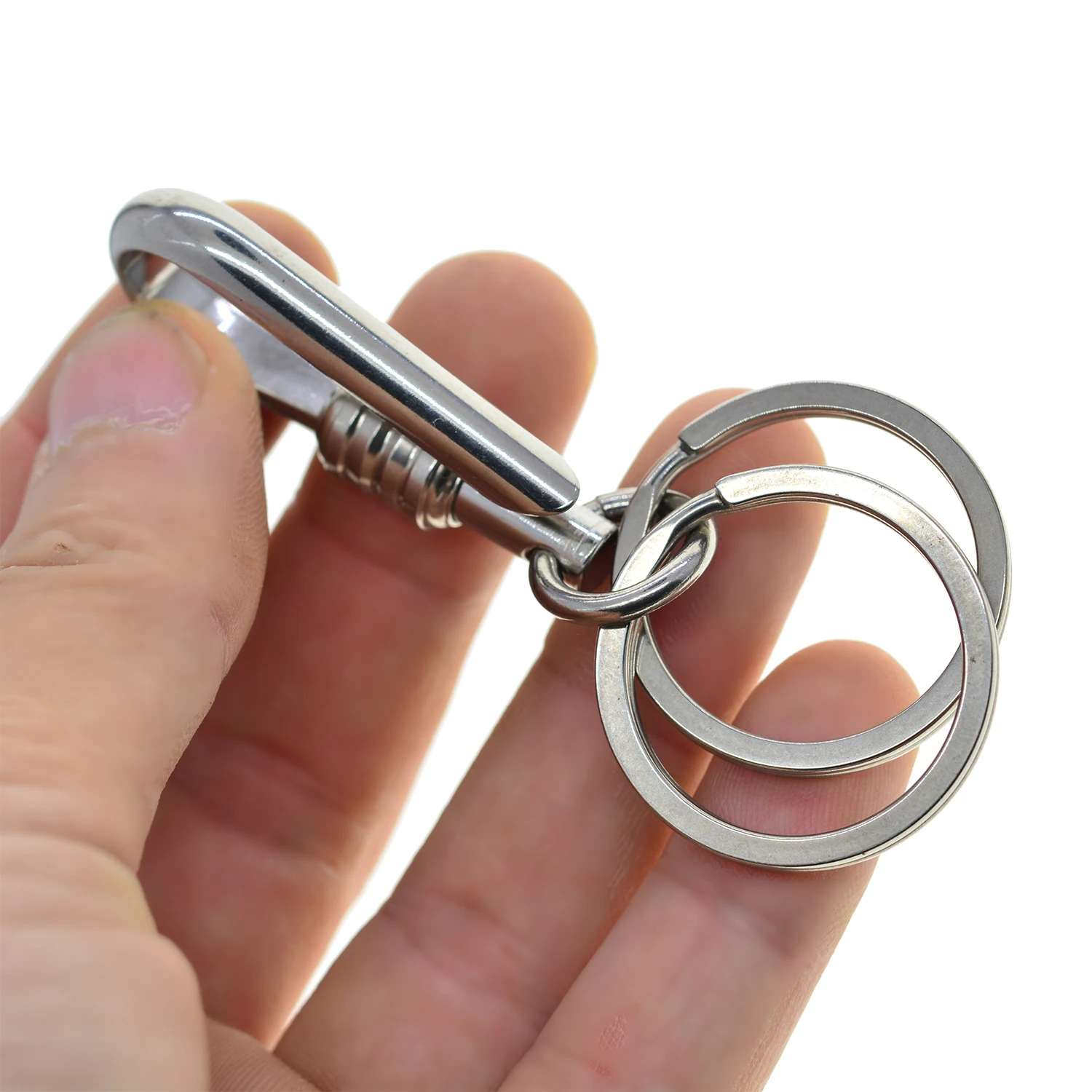 

Fine Solid 304 stainless steel Creative slide lock Japanese U shape fish hook Keychain 30mm key Ring Holder FOB EDC DIY making