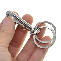 fine solid 304 stainless steel creative slide lock japanese u shape fish hook keychain 30mm key ring holder fob edc diy making