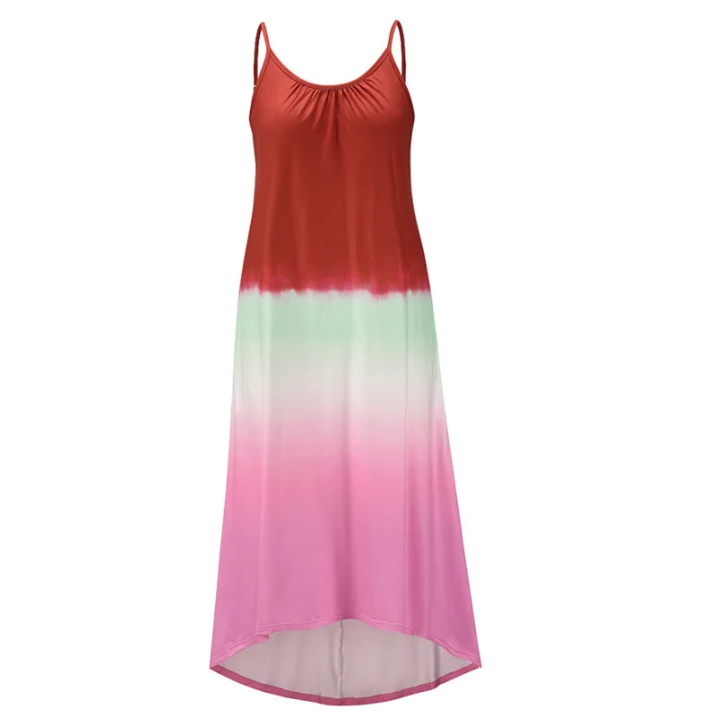 

2021 Summer New Women Fashion Sleeveless Irregular Camiselo Dress Panelled Casual Loose Striped Beach Vestidos