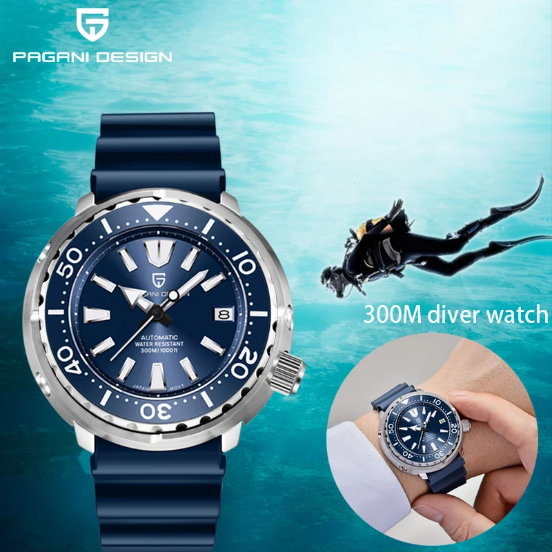 

PAGANI DESIGN 300M Diving Sports Diver‘s Men's Mechanical Automatic Watch Stainless Steel Sapphire Glass 45MM Clock montre Homme