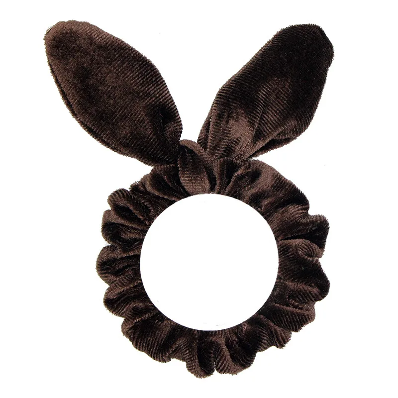 Rabbit brown 1 шт. Элегантные Бархатные резинки чистого цвета для женщин и девочек базовые эластичные резинки для волос хвост зажим для волос аксессуары - Цвет: Rabbit brown