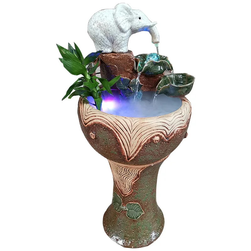 

TT Home Decoration Office Living Room Large Flowing Water Ornaments Elephant High Temperature Ceramic Fountain Fish TankFountain