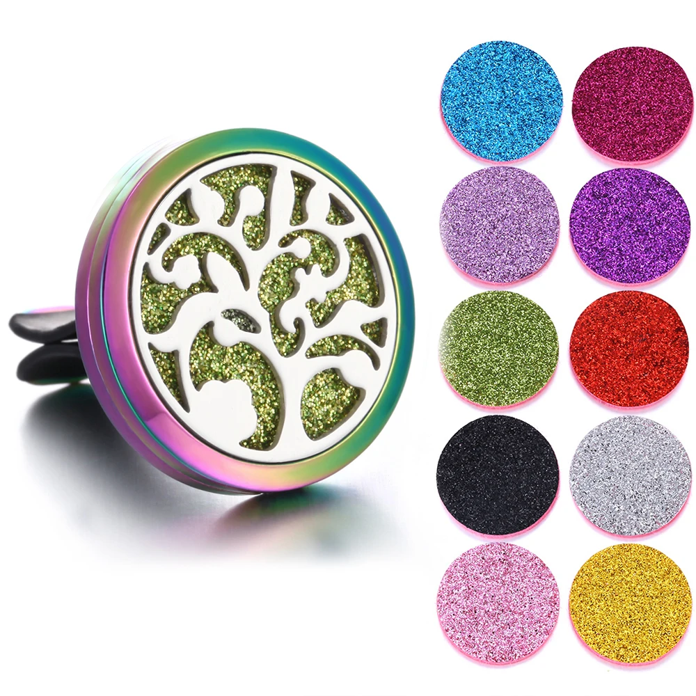 New Aromatherapy Jewelry Car Perfume Diffuser 316L Stainless Steel Aroma Essential Oil Diffuser Car Clip Lockets DropShipping - Окраска металла: 17