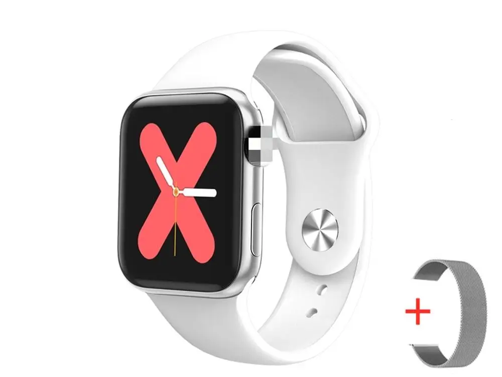 white and strap Полный сенсорный экран Bluetooth Смарт часы сердечного ритма кровяное давление Фитнес браслет PK Iwo 8 Iwo 10 Smartwatch W58 женщина мужчина - Цвет: white and strap