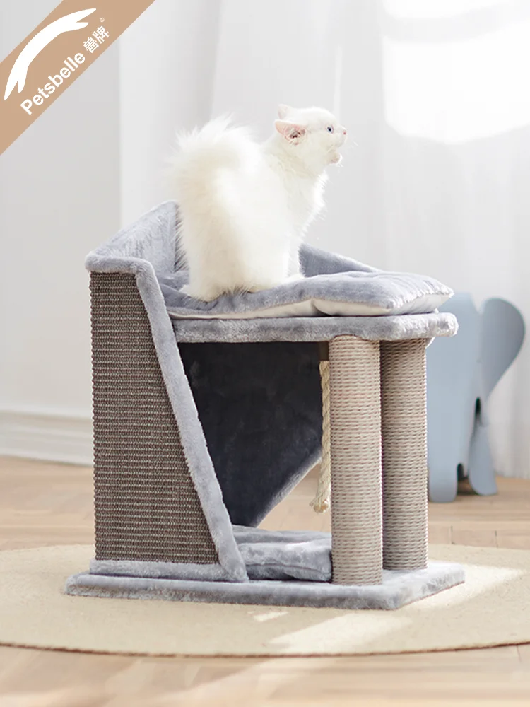 

Двухслойное гнездо для кошек, интегрированный дом для кошек, полузамкнутая фотография, съемные интерактивные игрушки для кошек