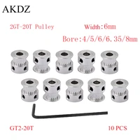 10pcs gt 20 teeth 2gt 2m timing pulley bore 4566 358mm for 2mgt gt2 synchronous belt width 610mm small backlash 20teeth 20t