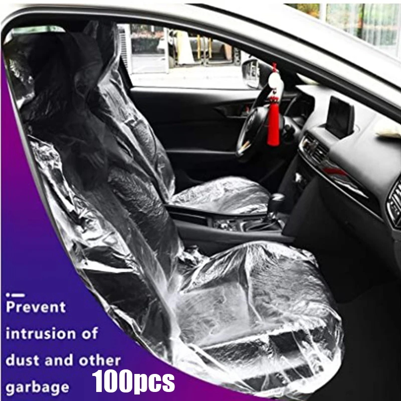 

100pcs Plastic Car Seat Universal Disposable Car Seat Covers for Dust-Proof and Dirty-Proof Auto Parts NJ88