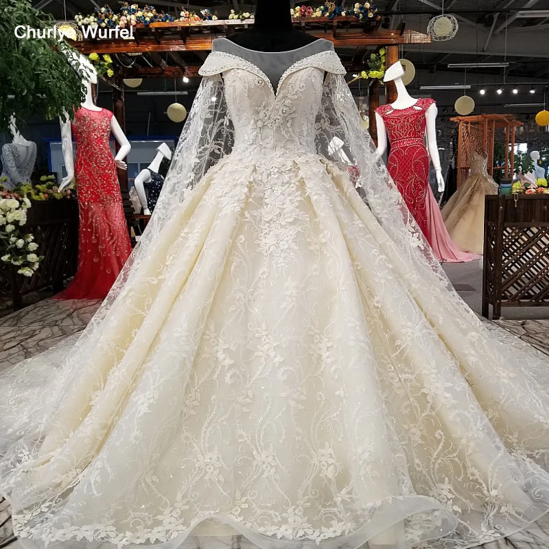 LS65656 оригинальное элегантное свадебное платье с шампанским o шею капюшоном рукав