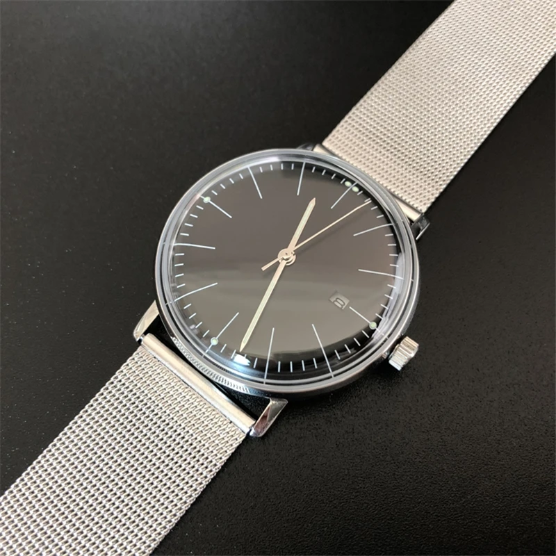 black4 Модный стеклянный шар лаконичные часы 50 м водонепроницаемые 316L часы из нержавеющей стали Кварцевые наручные часы для мужчин и женщин мужские - Цвет: black4