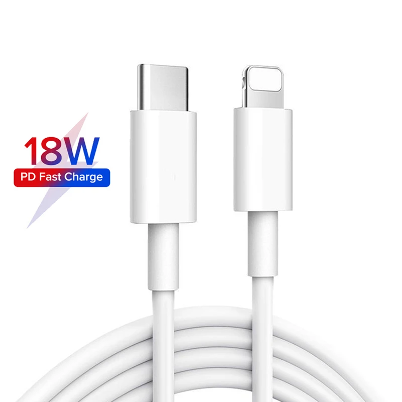 

1m 18W PD Cable Fast Charging USB Data Cable for iPhonexr X XS Max 11 12 Pro Max 8 Plus Type-C to Lighting Quick Charger Cables