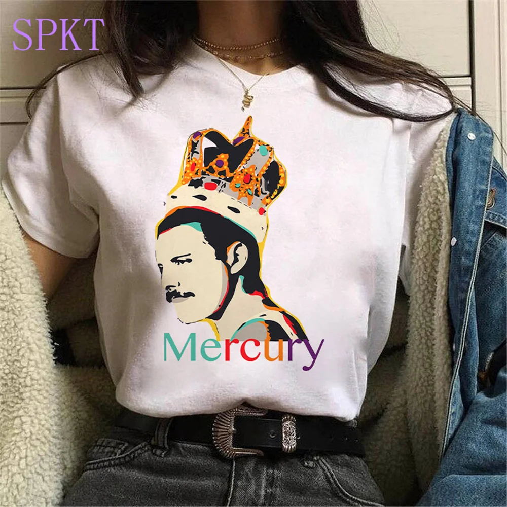 

Queen Freddie Mercury t shirt women Hip hop streetwear The Queen Band print Tees gothic punk tops oversized women/men's T-Shirts