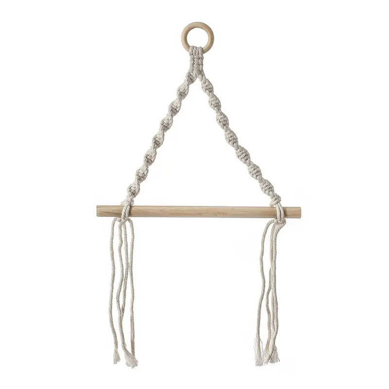 Rack Bathroom Wooden Toilet Paper Hand Woven Hook Holder Bohemian Wall Hanging Room Decoration Towel Hanger
