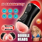 Мужской мастурбатор, чашка, вибратор, настоящая Вагина для мужчин, Глубокая глотка, киска, рот, двойной взрослый, упражнения на выносливость, секс-игрушки для мужчин