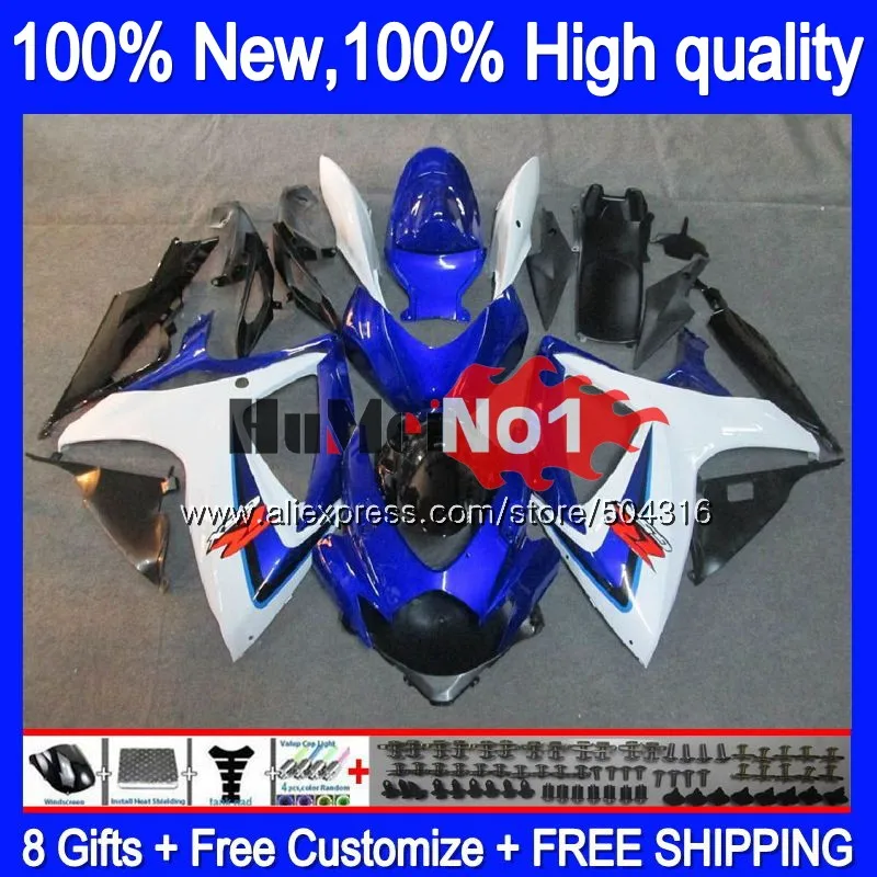 

Body For SUZUKI GSX R600 GSX-R750 GSXR 600 750 CC 06 07 2006 2007 16MC.71 GSXR-600 K6 GSXR600 GSXR750 06 07 Fairing White Blue