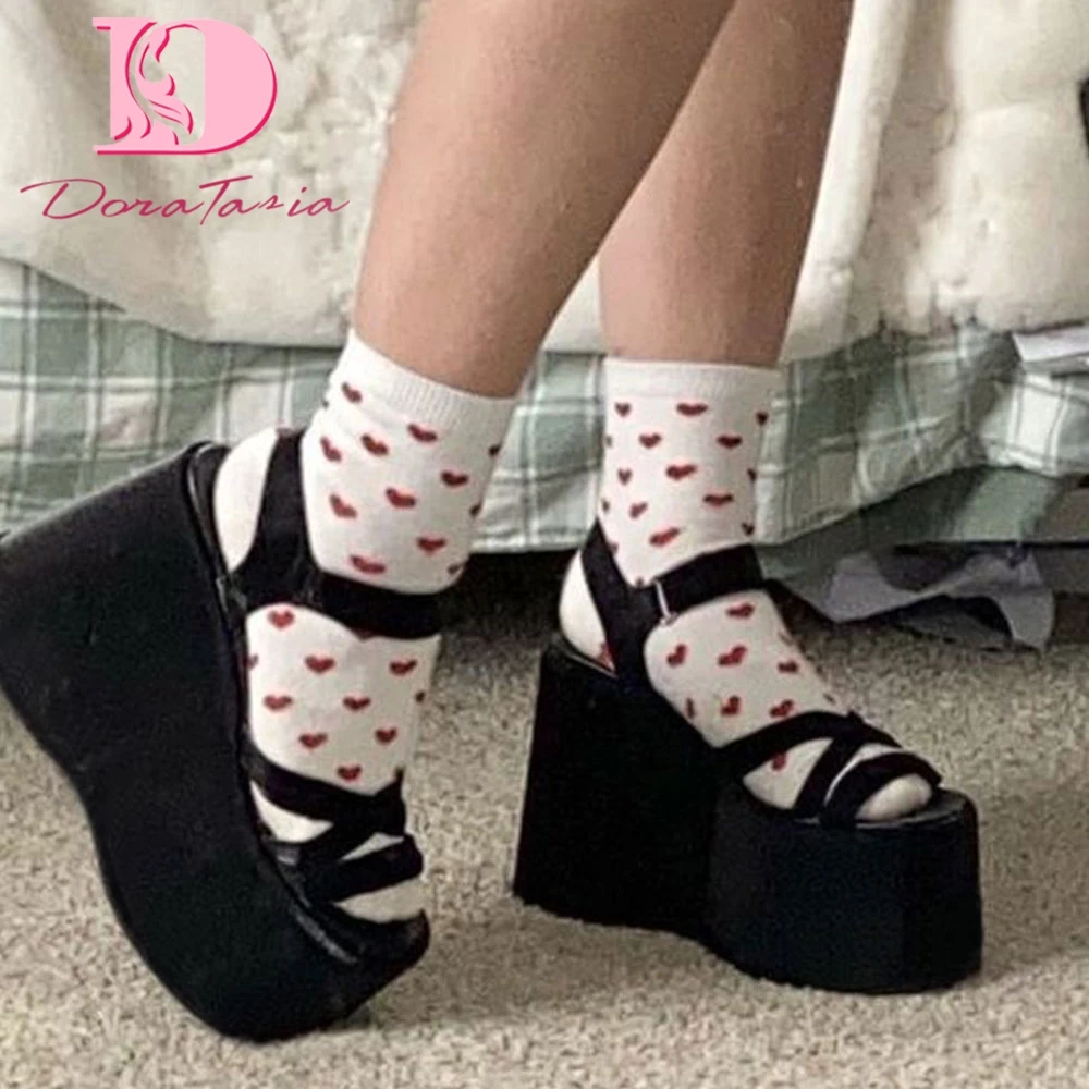 DoraTasia Sandals For Women 2021 Summer Platform Wedges High Heels Fashion women's Sandals Gothic Punk Street Woman Shoes