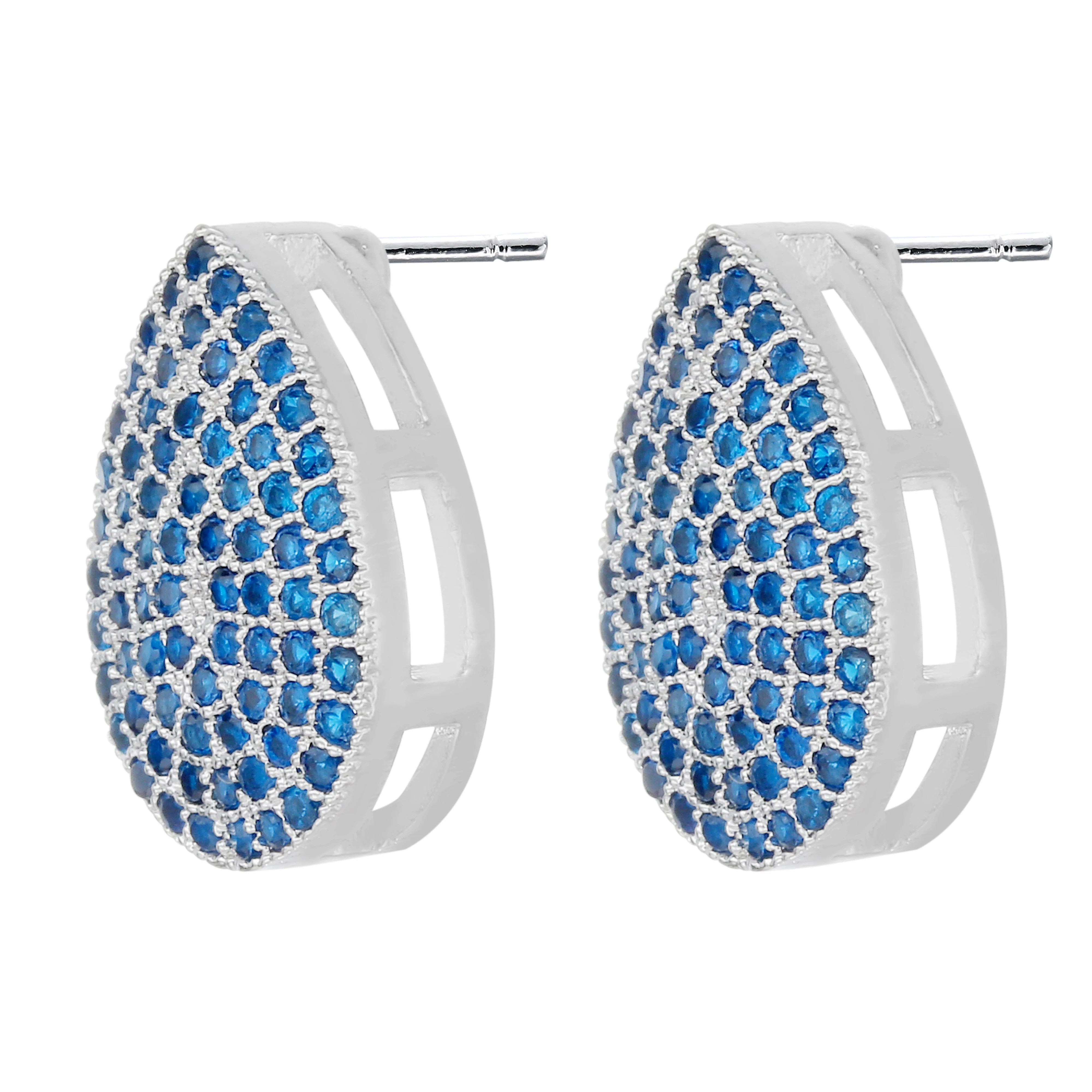 

L'amour&ma Women Luxury Blue Stud Earring Blue Water Drop Crystal Earring Trendy Jewelry Accessories Gifts For Friends Party