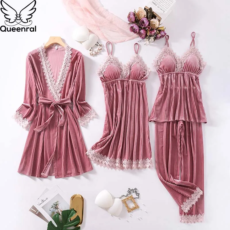 Queenral пижамы пижама мужская домашняя одежда женская 4 шт. пижамный комплект для