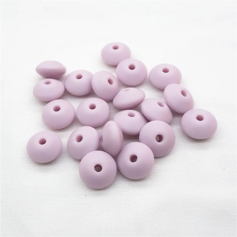 Lilac Chenkai 50 шт. силиконовые бусины в форме чечевицы DIY Baby Abacus подвеска-прорезыватель успокаивающие украшения изготовление аксессуаров бусины 12x7 мм BPA бесплатно - Цвет: Lilac
