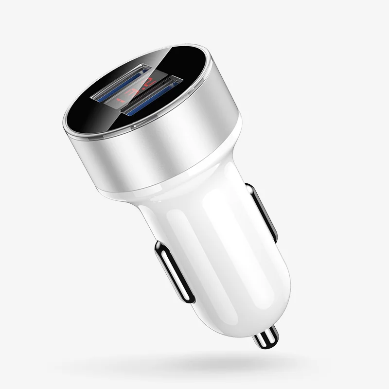 Автомобильное зарядное устройство Mini Dual USB со светодиодным дисплеем 2 для Samsung Xiaomi