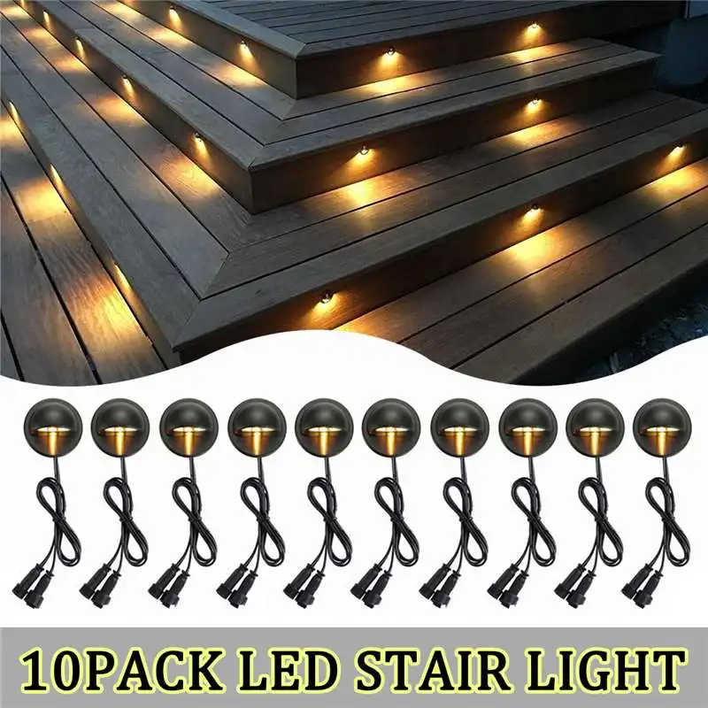

10PCS/Pack LED Deck Lights Half-moon SMD5050 Garden Pathway Step Stair Lamp Decor Underground Waterproof Outdoor Spotlight