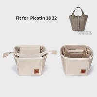 for h picotin 18 22 satin purse organizer insert with zipper for tote shaper cosmetic bags portable makeup handbag inner pocket
