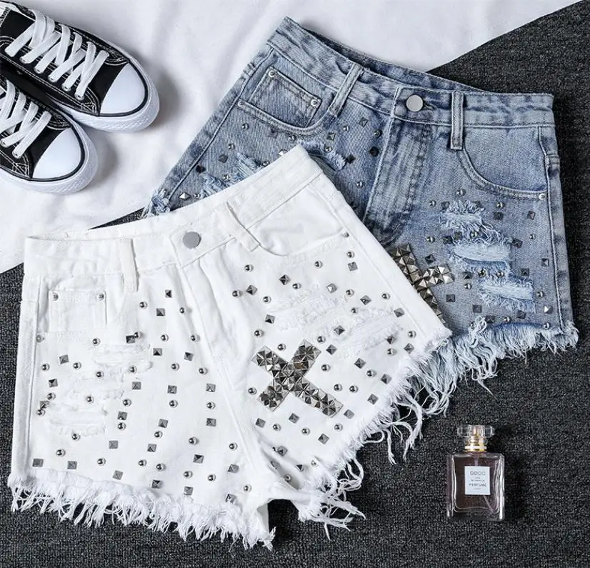 Женские светло голубые градиентные джинсовые шорты трендовые необработанные